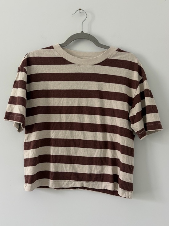 Faherty Tops - Faherty Tan Brown Stripes Hemp Organic Cotton Oversized Vintage T Shirt XS